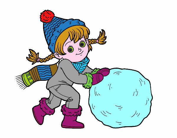 Niña con gran bola de nieve