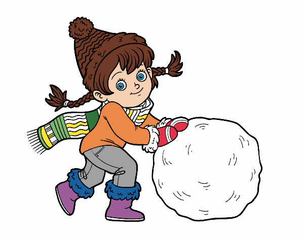 Niña con gran bola de nieve