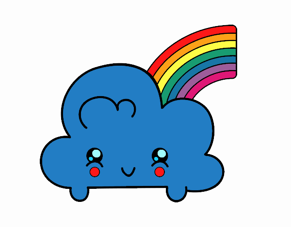 Nube con arco iris kawaii