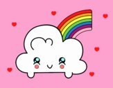 Nube con arco iris kawaii