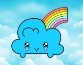 Nube con arco iris kawaii