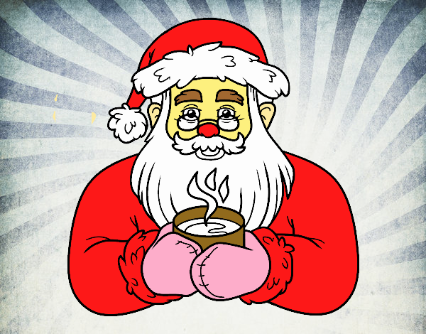 Papá Noel con taza de café