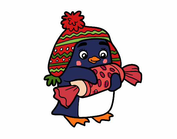 Pingüino con caramelo