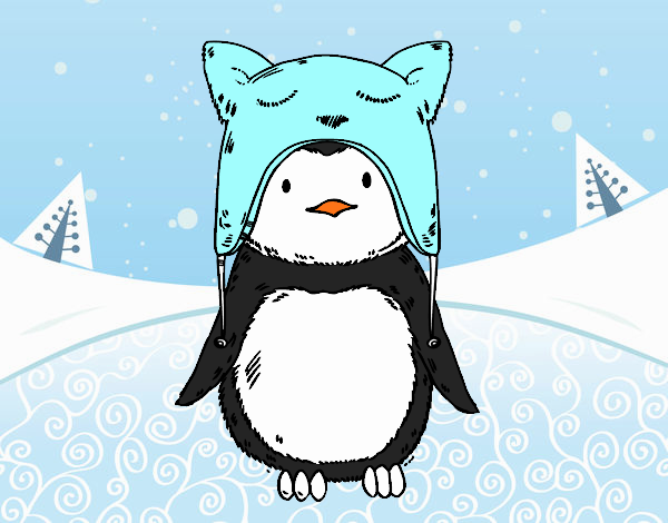 Pingüino con gorrito divertido