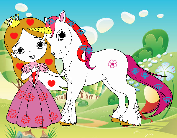 Princesa y unicornio