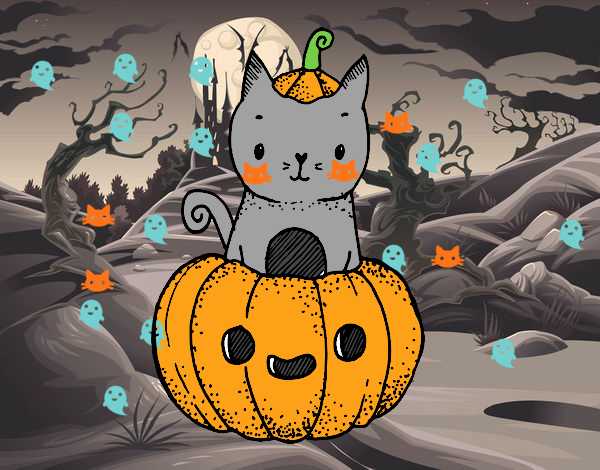 Un gatito de Halloween