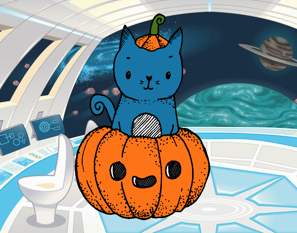 Un gatito de Halloween