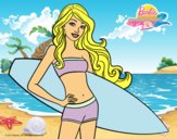 Barbie con tabla de surf