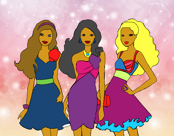 Barbie y sus amigas vestidas de fiesta