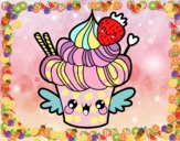 Cupcake kawaii con fresa