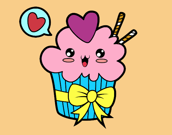 Cupcake kawaii con lazo