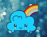 Nube con arco iris kawaii