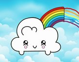 Nube con arco iris kawaii