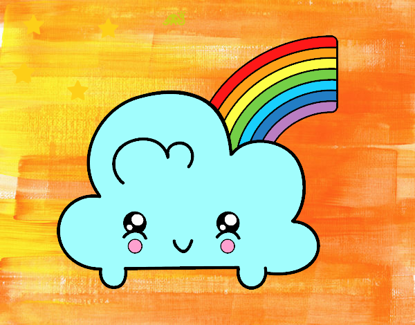 Nube con arco iris kawaii