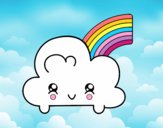 Nube con arco iris kawaii