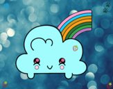 Nube con arco iris kawaii