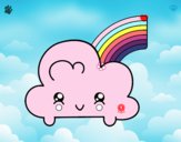 Nube con arco iris kawaii