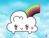 Nube con arco iris kawaii