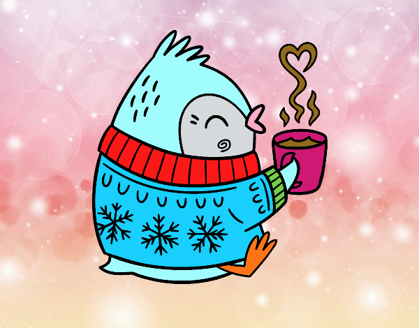 Pajarito tomando un té