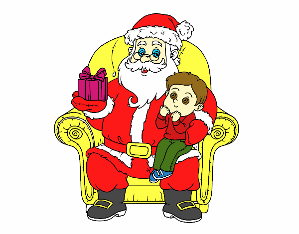 Papá Noel y niño en Navidad