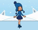 Patinadora sobre hielo con gorro