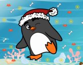 Pingüino con gorro de Navidad