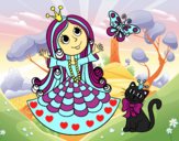 Princesa con gato y mariposa