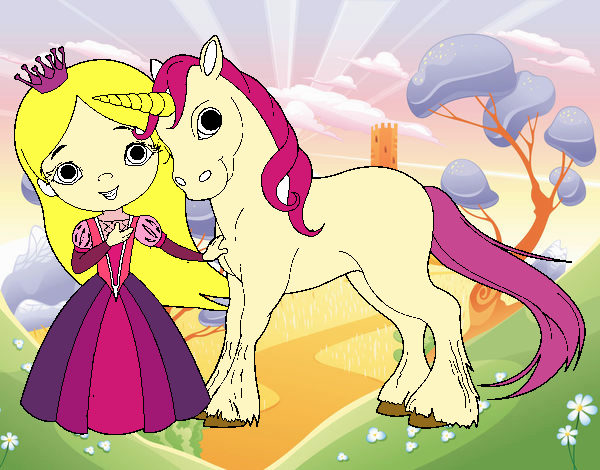 Princesa y unicornio