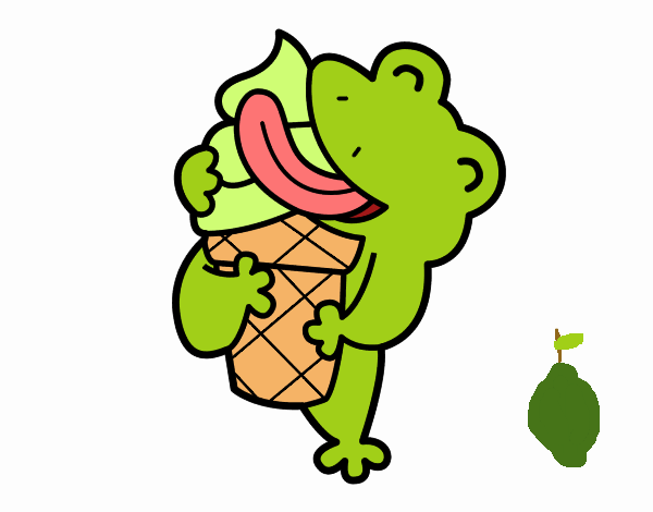 rana comiendo helado de limon verde