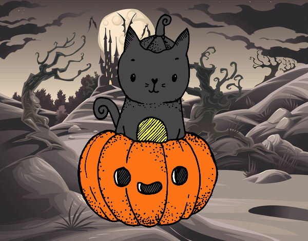 Un gatito de Halloween