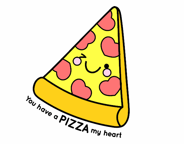 Dibujo de  pizza de san valentin
