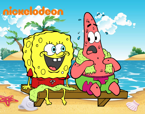 Bob Esponja y Patricio en bañador