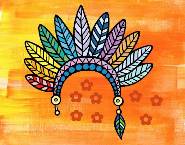 Dibujo de Corona de plumas india pintado por Queyla en Dibujos.net el día  26-06-16 a las 01:03:53. Imprime, pinta o colorea tus propios dibujos!