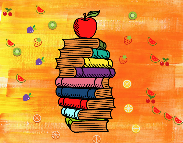 Libros y manzana