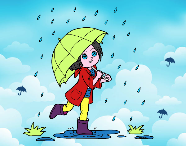  Dibujo de niña divitiendose con la lluvia pintado por en Dibujos.net el día