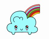 Nube con arco iris kawaii