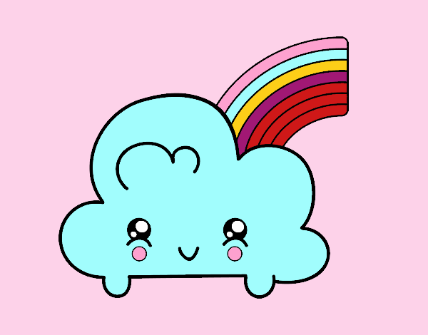 Nube con arco iris kawaii