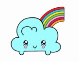 Nube con arco iris kawaii