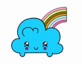 Nube con arco iris kawaii