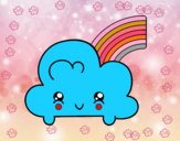 Nube con arco iris kawaii