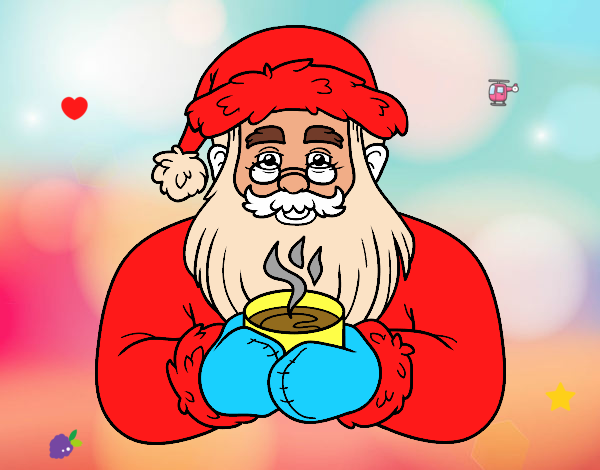 Papá Noel con taza de café