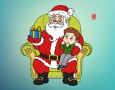 Papá Noel y niño en Navidad