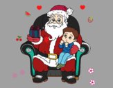 Papá Noel y niño en Navidad