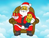 Papá Noel y niño en Navidad