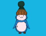 Pingüino con gorro de invierno