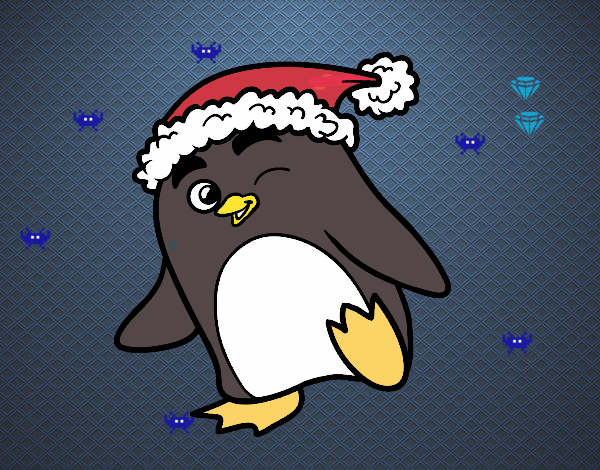 Pingüino con gorro de Navidad