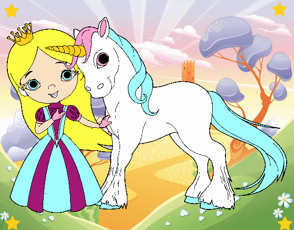 Princesa y unicornio