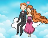 Recién casados en una nube