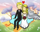 Recién casados en una nube