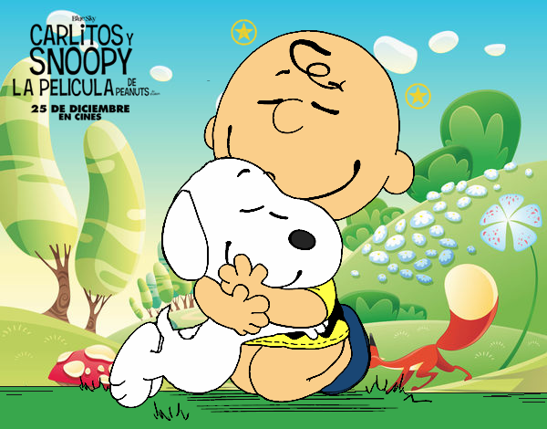 Snoopy y Carlitos abrazados